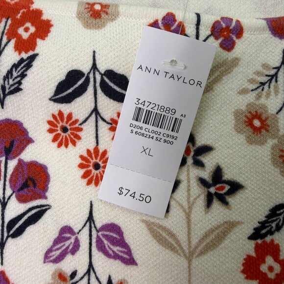 Ann Taylor Women’s White Multicolor Floral Sleeveless Tank Top Size XL - New - Picture 7 of 9